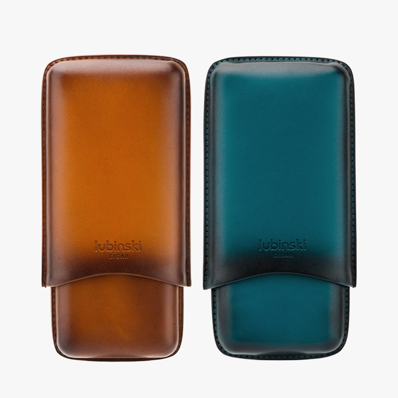 LUBINSKI鲁宾斯基三支装雪茄便携皮套真牛皮旅行装雪加保湿礼盒装 YJA-50010
