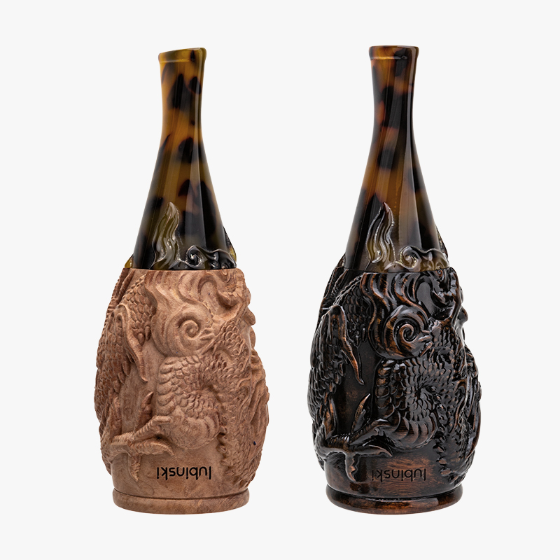 LUBINSKI鲁宾斯基 石楠木过滤烟嘴高档雕刻精雕龙烟嘴过滤循环烟具 YJA-13048