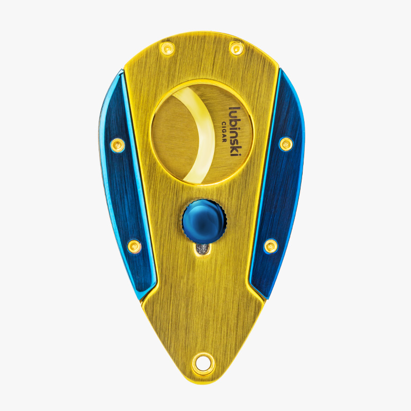 LUBINSKI 高档花边浮雕雪茄剪刀 便携不锈钢刀刃开孔器 金色GD  YJA-30019