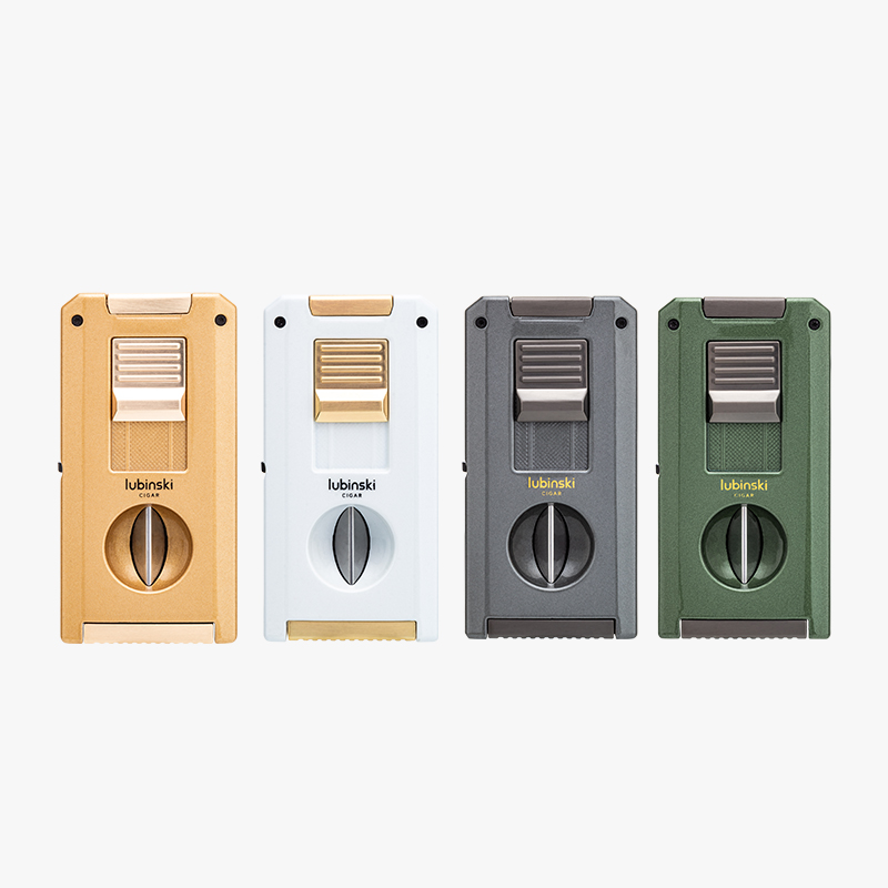 LUBINSKI鲁宾斯基 雪茄打火机锌合金双直冲开孔器雪茄剪烟托多功能便携火机 YJA-10070