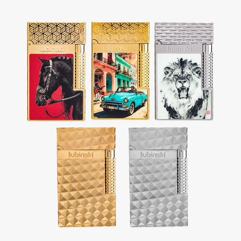 LUBINSKI鲁宾斯基 朗声雪茄打火机双焰单直冲明火软火黄铜时尚高档豪华礼盒 YJA-10073